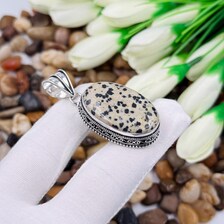 Dalmatian Jasper Sterling Silver Pendant, Gift For Your Loved Ones – Vintage Style Jewelry