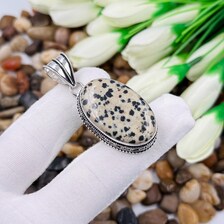 Dalmatian Jasper Sterling Silver Pendant, Gift For Your Loved Ones – Vintage Style Jewelry
