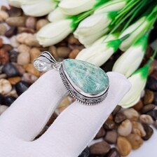 Amazonite Sterling Silver Pendant, Gift For Your Loved Ones – Vintage Style Jewelry