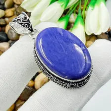 Handmade Charoite Sterling Silver Pendant, Vintage Style Jewelry.