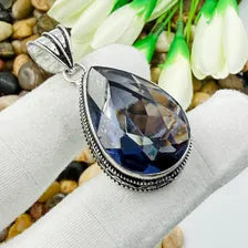 Handmade Faceted African Amethyst Sterling Silver Pendant, Vintage Style Jewelry.