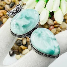 Handmade Hemimorphite Sterling Silver Pendant, Vintage Style Jewelry.