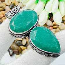 Handmade Emerald Sterling Silver Pendant, Vintage Style Jewelry.