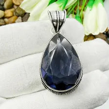 Handmade Faceted African Amethyst Sterling Silver Pendant, Vintage Style Jewelry.