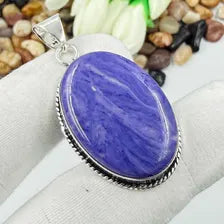 Charoite Sterling 925 Silver Pendant, Gift For Your Loved Ones.