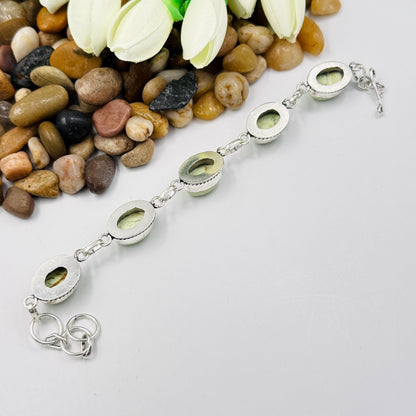 Handmade Lemon Chrysoprase Bracelet | 925 Sterling Silver Oval Adjustable
