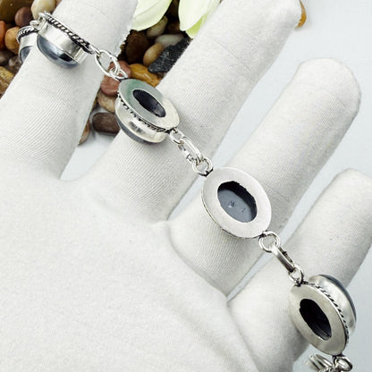 Handmade Shungite Bracelet | 925 Sterling Silver Oval Adjustable Bracelet