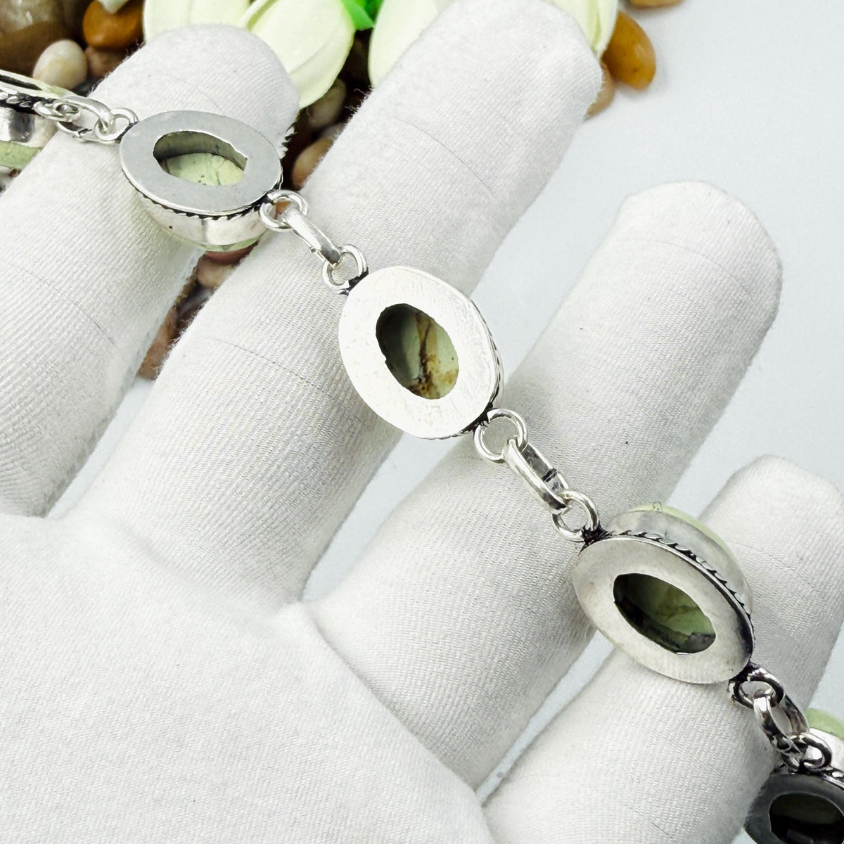 Handmade Lemon Chrysoprase Bracelet | 925 Sterling Silver Oval Adjustable