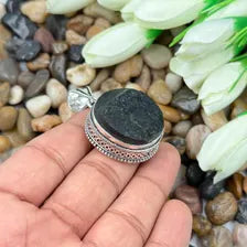 Black Tourmaline Druzy Sterling Silver Pendant – Vintage Style Jewelry