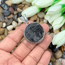 Black Tourmaline Druzy Sterling Silver Pendant – Vintage Style Jewelry
