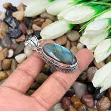 Multi Labradorite Sterling Silver Pendant, Gift For Your Loved Ones – Vintage Style Jewelry