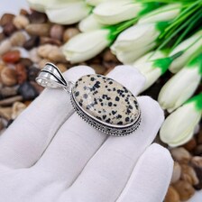 Dalmatian Jasper Sterling Silver Pendant, Gift For Your Loved Ones – Vintage Style Jewelry