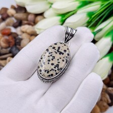 Dalmatian Jasper Sterling Silver Pendant, Gift For Your Loved Ones – Vintage Style Jewelry