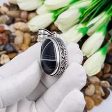 Banded Agate Sterling Silver Pendant, Gift For Your Loved Ones – Vintage Style Jewelry