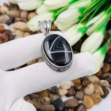 Banded Agate Sterling Silver Pendant, Gift For Your Loved Ones – Vintage Style Jewelry