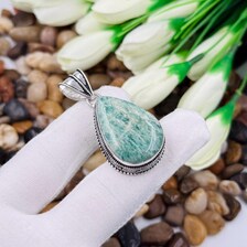 Amazonite Sterling Silver Pendant, Gift For Your Loved Ones – Vintage Style Jewelry