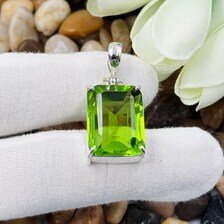 Handcrafted Faceted Peridot Sterling 925 Silver Pendant, Gift For Your Loved Ones.