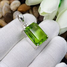 Handcrafted Faceted Peridot Sterling 925 Silver Pendant, Gift For Your Loved Ones.
