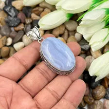 Blue Lace Agate Sterling Silver Pendant Gift For Him/Her – Vintage Style Jewelry