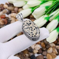 Dalmatian Jasper Sterling Silver Pendant, Gift For Your Loved Ones – Vintage Style Jewelry