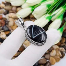 Banded Agate Sterling Silver Pendant, Gift For Your Loved Ones – Vintage Style Jewelry