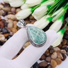 Amazonite Sterling Silver Pendant, Gift For Your Loved Ones – Vintage Style Jewelry