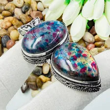 Handmade Multi Fire Labradorite Sterling Silver Pendant, Vintage Style Jewelry