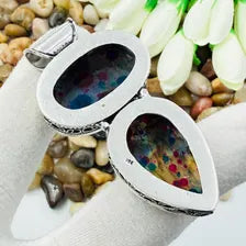 Handmade Multi Fire Labradorite Sterling Silver Pendant, Vintage Style Jewelry