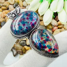 Handmade Multi Fire Labradorite Sterling Silver Pendant, Vintage Style Jewelry