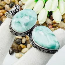 Handmade Hemimorphite Sterling Silver Pendant, Vintage Style Jewelry.