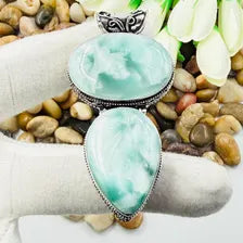 Handmade Hemimorphite Sterling Silver Pendant, Vintage Style Jewelry.