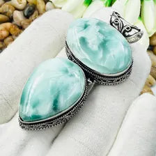 Handmade Hemimorphite Sterling Silver Pendant, Vintage Style Jewelry.