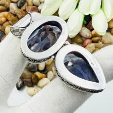 Handmade Faceted Tanzanite Sterling Silver Pendant, Vintage Style Jewelry.
