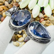 Handmade Faceted Tanzanite Sterling Silver Pendant, Vintage Style Jewelry.