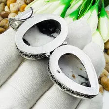 Handmade Buffalo Turquoise Sterling Silver Pendant, Vintage Style Jewelry.