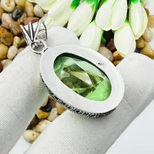 Faceted Peridot Sterling Silver Pendant, Gift For Your Loved Ones – Vintage Style Jewelry