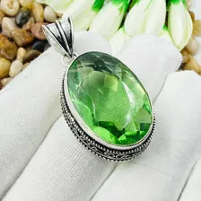 Faceted Peridot Sterling Silver Pendant, Gift For Your Loved Ones – Vintage Style Jewelry