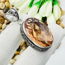 Faceted Morganite Sterling Silver Pendant, Gift For Your Loved Ones – Vintage Style Jewelry