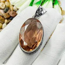 Faceted Morganite Sterling Silver Pendant, Gift For Your Loved Ones – Vintage Style Jewelry