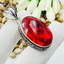 Faceted Rubellite Sterling Silver Pendant, Gift For Your Loved Ones – Vintage Style Jewelry