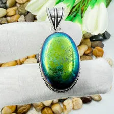 Mystic Fire Labradorite Sterling Silver Pendant, Vintage Style Jewelry.