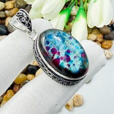 Handmade Multi Fire Labradorite Sterling Silver Pendant, Vintage Style Jewelry