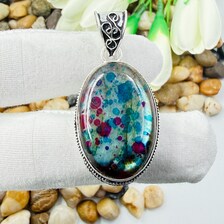 Handmade Multi Fire Labradorite Sterling Silver Pendant, Vintage Style Jewelry