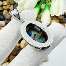 Handmade Multi Fire Labradorite Sterling Silver Pendant, Vintage Style Jewelry