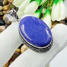Handmade Charoite Sterling Silver Pendant, Vintage Style Jewelry.