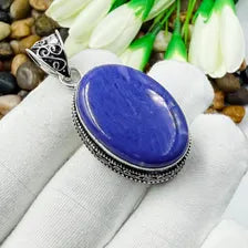 Handmade Charoite Sterling Silver Pendant, Vintage Style Jewelry.