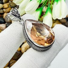 Faceted Morganite Sterling Silver Pendant, Gift For Your Loved Ones – Vintage Style Jewelry