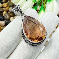 Faceted Morganite Sterling Silver Pendant, Gift For Your Loved Ones – Vintage Style Jewelry