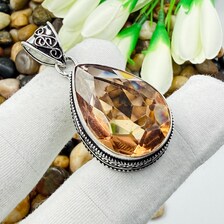 Faceted Morganite Sterling Silver Pendant, Gift For Your Loved Ones – Vintage Style Jewelry