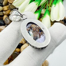 Faceted Swiss Blue Topaz Sterling Silver Pendant, Vintage Style Jewelry.